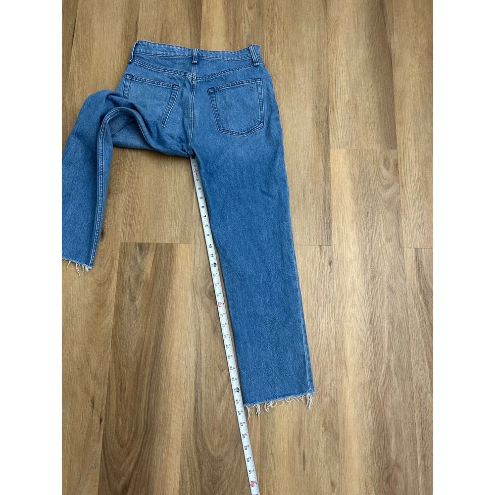 Rag & Bone Nina High-Rise Ankle Cigarette Jeans Poppy Blue Raw Hem  27